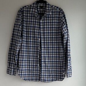 J. Crew Navy and White Plaid Button Down Shirt